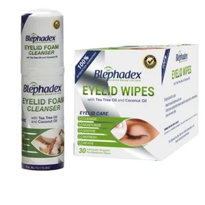 Combo Pack - Blephadex Eyelid Foam Cleanser and Wipes 30 Pack - Foto 1 di 3