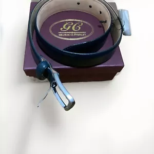 Cinturón de cuero azul George Cleverley para hombre talla 28 hecho a mano en Reino Unido nuevo con etiquetas - Imagen 1 de 11