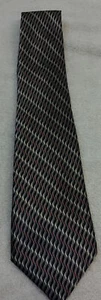 Van Huesen, 100% Silk, Handmade, Men’s tie, Black w/ red and gray pattern - Picture 1 of 4