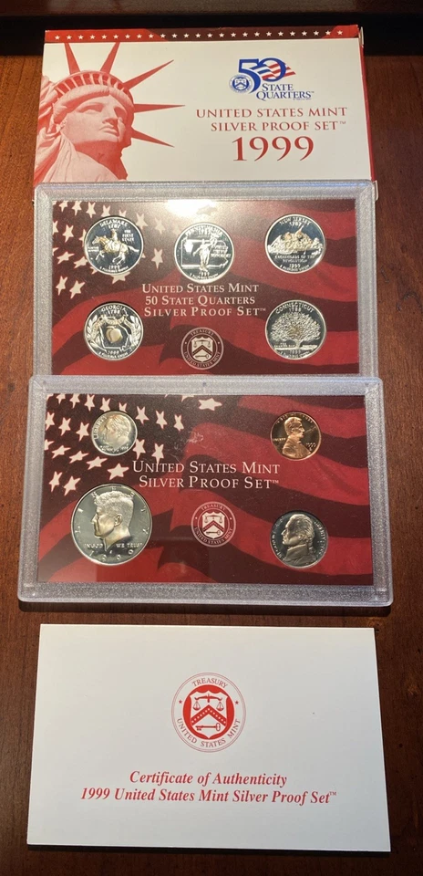 Juego de prueba de plata como nuevo de Estados Unidos 1999 con certificado de autenticidad Foto 1 de 1