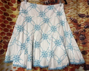 Heart Soul Women's Juniors 5 white blue floral summer cottom skirt lined - Picture 1 of 6