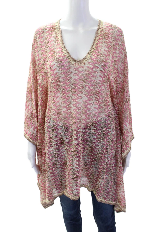 Missoni Orange Label Womens Short Sleeve Knit Cover Up Pink White Size IT 40 - Image 1 of 4