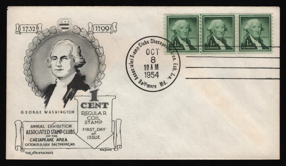 #1054 1c Washington-Line Pair, Aristocrat Show Cancel FDC *ANY 5=FREE SHIPPING** - Image 1 of 1