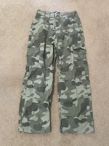 Hollister Pants Baggy Camo Cargo Women Medium Adjustable Rise Green Y2K Retro - Picture 1 of 8