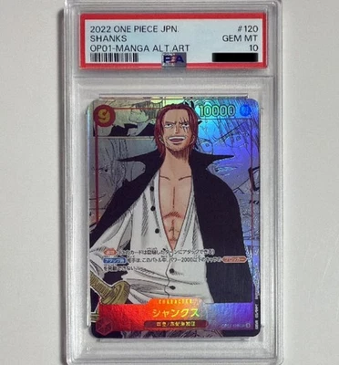 PSA 10 Shanks OP01-120 SEC Comic Parallel Manga Alt Art Japanese ONE PIECE Card - Image 1 of 2