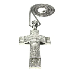 COLGANTE DOBLE CRUCIFIJO CRUZ HELADA (SIN CADENA INCLUIDA) JESUS HIP HOP - Imagen 1 de 19