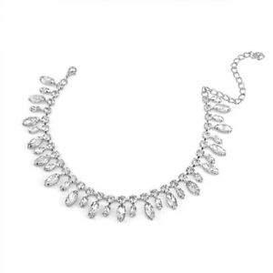 Rhinestone Water Drop Choker Crystal Tennis Chain Necklace Collar Jewelry 