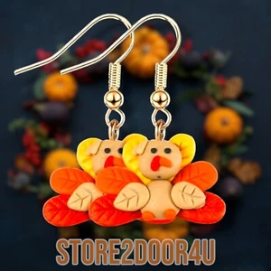 Women's Fall Thanksgiving Turkey Drop Earrings - Bild 1 von 2