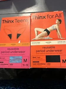 💝 Thinx For All Super Absorbency Period Underwear Sz M 11-12 Black - Picture 1 of 3