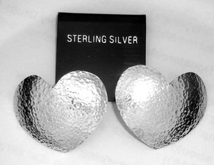 Hammered Heart Handmade Sterling Silver Earrings for Pierced-ear by SmithSilver - Picture 1 of 6