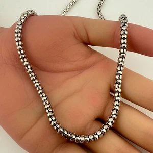 Vintage 925 Sterling Silver Lobster Clasp Popcorn Chain Necklace (14g) - Imagen 1 de 5