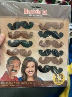 Kit Bigote Disfraz Autoadhesivo 10 Piezas ¡¡Nuevo!!! Foto 1 de 2