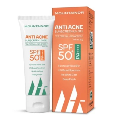 MOUNTAINOR Anti Acne Sunscreen UV Gel SPF50+ PA++++50g Dermatologically All Skin - Image 1 of 4