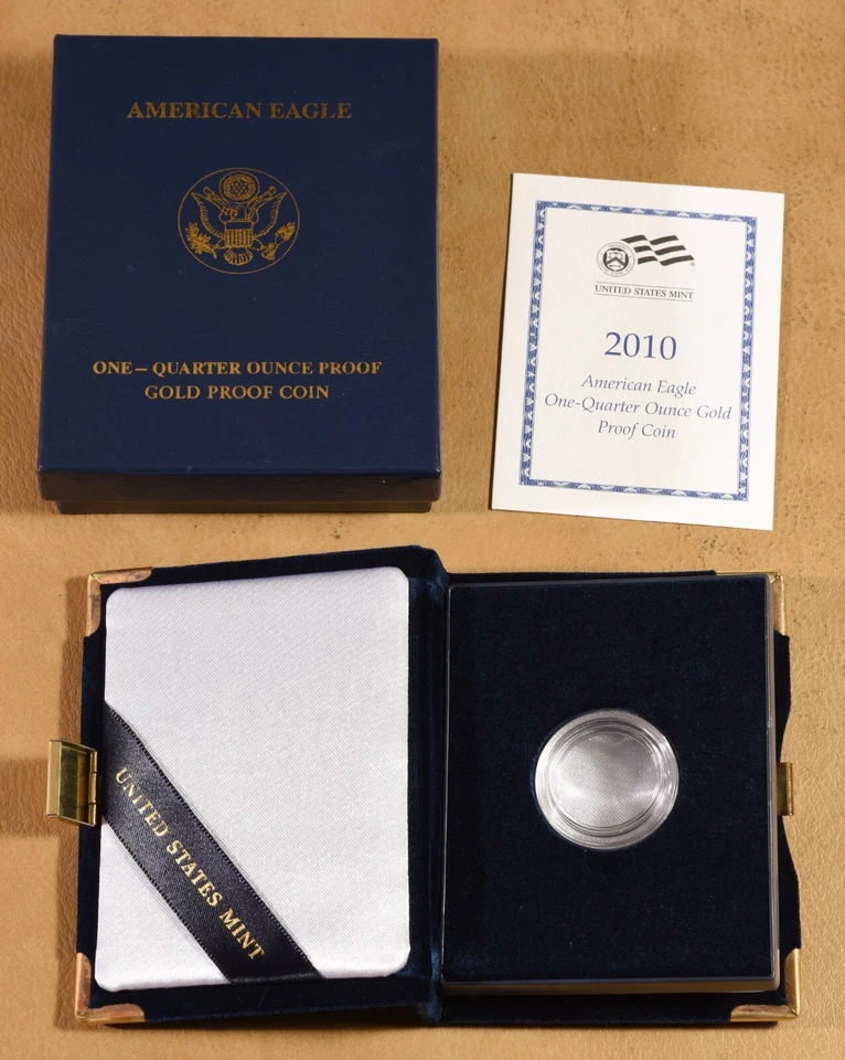 2010 Proof 1/4 oz Gold American Eagle Box and COA - No Coin - Image 1 of 1