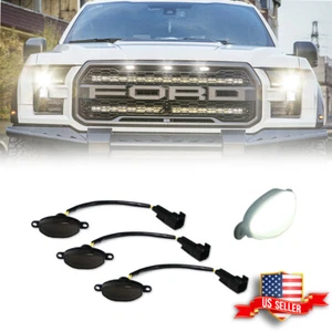 White LED Front Grille Running Lights For Ford Raptor 2010-2014 3Pcs Smoked - Picture 1 of 9