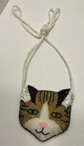 Bandolera con cuentas Calico Gatito Gato Monedero Cremallera Superior Correa de cuerda de nailon blanca - Imagen 1 de 10