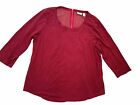 Chico?s Blouse Top Polkadot Red Black Shirt 3/4 Sleeve 3 / Large