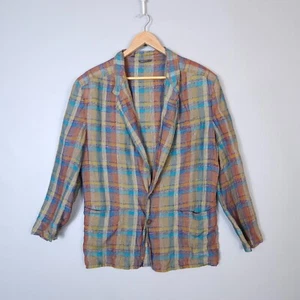 Vintage Missoni Uomo Linen Blazer Check made in Italy size M - Picture 1 of 11