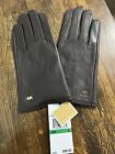 Michael Kors Women's Brown Leather Tech Gloves Size Large