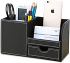 Desk Organizer Office Supplies Caddy Pu Leather Multi-Function Storage Box Pen/P