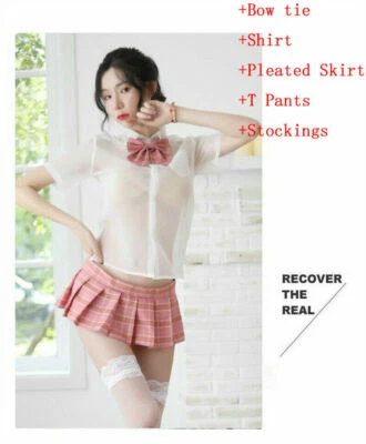 Sexy Uniforme Escolar para Niñas Maquillaje dDess Uniforme Falda a Cuadros Traje con Calcetines Foto 1 de 4