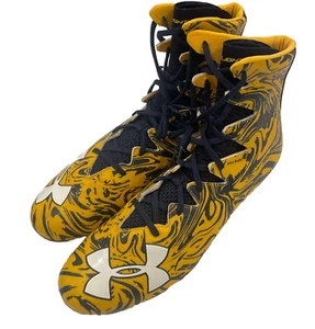 Under Armour Football Cleats Highlight Gold Blue Mens Size 15 - Picture 1 of 11