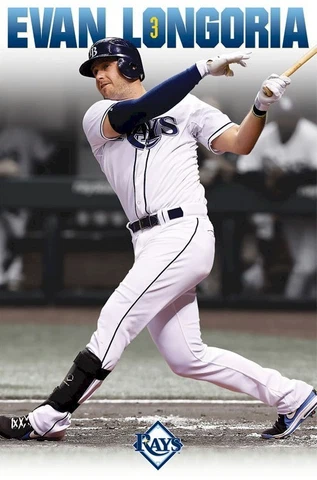 EVAN LONGORIA ~ SWING 22x34 POSTER Tampa Bay Rays MLB Baseball NEW/ROLLED! Cover