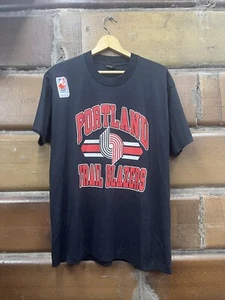 Vintage 90s Portland Trail Blazers NBA Basketball Black T-Shirt Mens Size XL - Picture 1 of 8