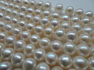 15 perlas de agua dulce de 3/4" casi redondas naturales 8 mm blancas #181 DNG - Imagen 1 de 4