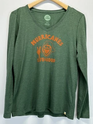 Life is Good Univ Of Miami Hurricanes Long Sleeve Tshirt Sz Large Womens Green - Image 1 of 4