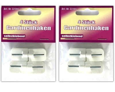 8er Set Ganci per Tenda Autoadesivo Bianco Gancio Adesivo Tendine Plastica - Immagine 1 di 2