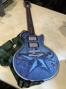 2009 Paper Jamz Guitar Blue Working Sweet Home Alabama Tested Working W/strap - Picture 1 of 3
