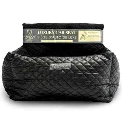 Lujoso Cuero Vegano Negro Mascota Perro Gato Cama Asiento Coche Portador Auto Viaje ¡Seguridad! Foto 1 de 4