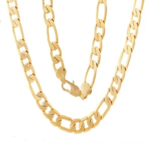 Genuine 18K Yellow Gold Filled Italian Figaro Chain Necklace, Many Width/Length - Picture 1 of 11