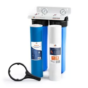 Sistema para toda la casa Big Blue de 20" de 2 etapas puerto de 1", GAC, filtro de sedimentos, medidor - Imagen 1 de 14