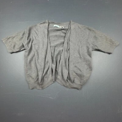 Кимчи синий кардиган женщин маленький серый открытый передний короткий рукав легкий вязаный - Изображение 1 из 4