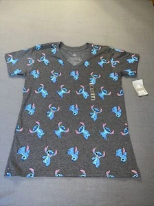 DISNEY ~LILO & Stitch~ Women’s T-shirt V-Neck Size Medium Stitch Prints - Picture 1 of 4