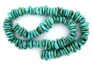 76.2 Gram Freeform Rondelle Natural Turquoise Nugget Gem Bead 16" Strand ET29 - Picture 1 of 1