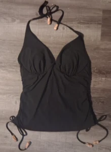 Y2K Victoria Secret 34D Vintage Tankini Top Black Bamboo Ends D Cup - Picture 1 of 5