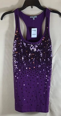 Camiseta sin mangas Charlotte Russe de lentejuelas para mujer S púrpura elástica Y2K Swifty nueva con etiquetas Foto 1 de 4