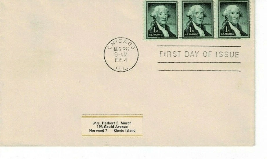 1954 First Day of Issue envelope George Washington stamps - Image 1 of 1