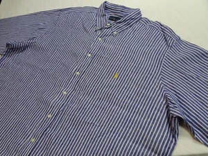 3XLT Ralph Lauren 62" RRP $165, EUC, Blue stripe, 100% Linen L/S shirt, v.rare! - Picture 1 of 16