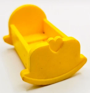 Vintage Original Fisher Price Little People Yellow Crib with Heart - Picture 1 of 4