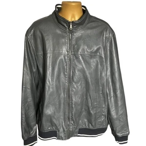 Tommy Hilfiger Chaqueta Bomber de Cuero Sintético Gris XXL Cremallera Completa Ribete Acanalado - Imagen 1 de 13