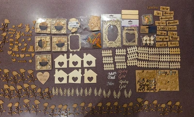 MDF Wood Shapes Mixed Joblot. Crafts, Laser Cut, Embellishments, Arts And Crafts - Image 1 of 4