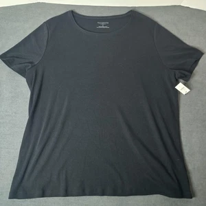Talbots Shirt Damen 2X schwarz plus Rundhals Kurzarm 100% Baumwolle T-Shirt Basic - Bild 1 von 7