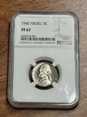 1942 Jefferson Nickel Proof Stunning Gem PR++ Graded NGC PF67 Coin (Slab3338) - Image 1 of 2