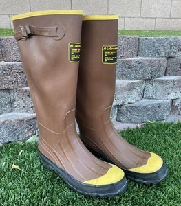 Men's Lacrosse 16-Inch Knee High Metaguard Steel Toe Rubber Work Boots Size-9 - Picture 1 of 7