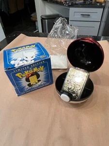 VINTAGE 1999 NINTENDO POKEMON 23K GOLD PLATED MEWTWO CARD IN BALL AND ORIG BOX - Foto 1 di 5