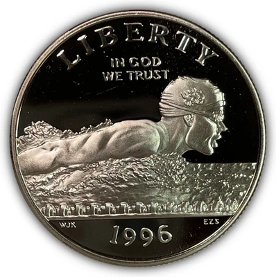 1996-S Atlanta Olympics Swimming Half Dollar Clad Proof PF Coin #27558 - Image 1 of 3